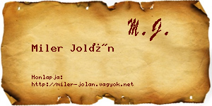 Miler Jolán névjegykártya